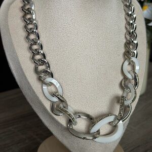 Stunning Swarovski Silver and White Chain Necklace